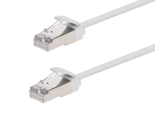 Cable Ethernet Monoprice Cat6A plano de 14 pies blanco miniatura 1