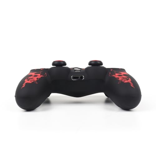 Image of RALANHorned Skull Head Design Controller Skin Cover with 2 Thumb Grips Compatible with PS4 /Playstation 4 Slim /Pro Controller