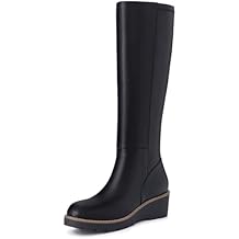 Athlefit Womens Knee High Boots Wedge Platform Comfortable Tall Long Boots with Side Zipper