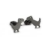 Punk Animals Earrings Black Men's Earrings Dinosaur Spider Bat Wolf Stainless Steel Little Stud Earrings Piercing Jewelry Earrings for Women Men-Dinosaur 2