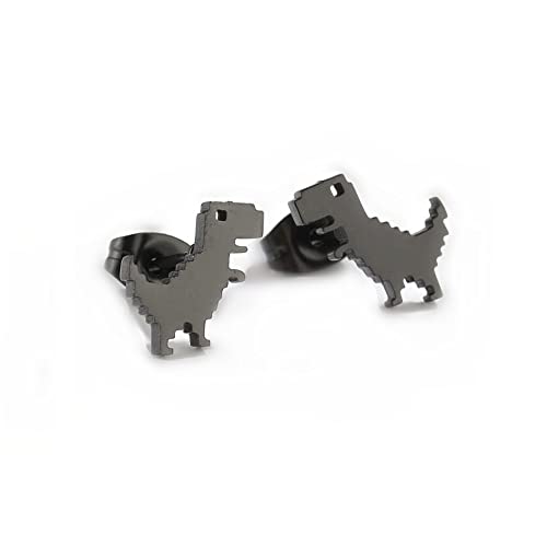 Punk Animals Earrings Black Men's Earrings Dinosaur Spider Bat Wolf Stainless Steel Little Stud Earrings Piercing Jewelry Earrings for Women Men