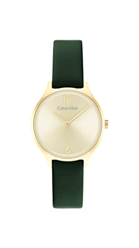 Calvin Klein Orologio Analogico al Quarzo da Donna con Cinturino in Pelle Verde - 25200147