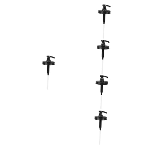 BRIGHTFUFU 5pcs Mason Jar Dispenser Syrup Dispenser Pump Syrup Bottle Pump Replacement Bottle Replacement Pump Drink Flavoring Syrups Pump Lotion Dispenser Pump Lids Syrup Pumps Black Plastic