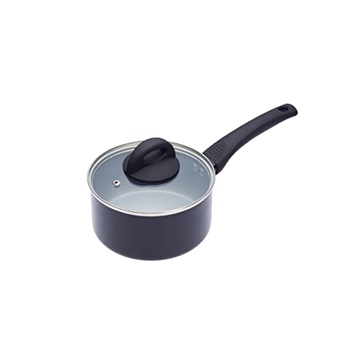 Kitchen Craft MasterClass Induction-Safe Non-Stick Ceramic Eco Saucepan, Black, 16 cm