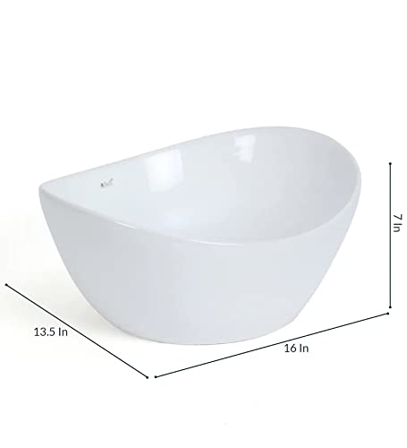 Image of Bell Table Top Ceramic Wash Basin | Countertop Designer Vessel Sink | Bathroom Washbasin Over Counter For Hotel Home Living Room | Glossy Finish, (Dimension 40 x 32 x 15 CM) (Voyager)