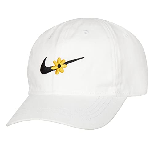 Nike Little Girls Curved Brim Adjustable Baseball Cap (White(1A2965-001)/Y, 2-4T)