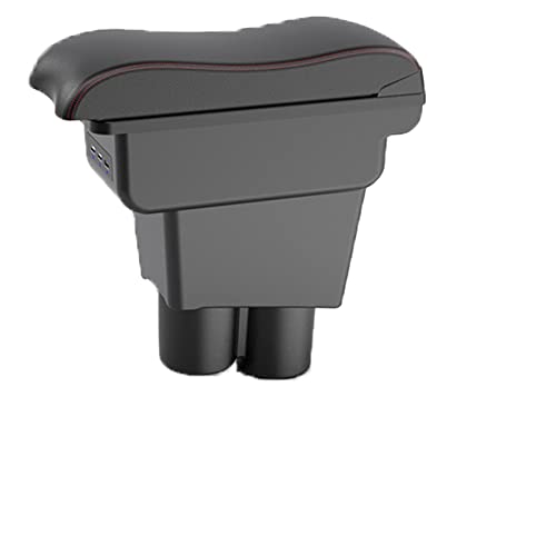 車用アームレスト に適用する【スズキ アルト ターボRS 2014年12月? 】 本革調 収納アクセサリー カー用品 疲労を軽減 装着簡単 インテリア パーツ 3D アームレスト 車種専用設計 車用アームレスト 車内収納ボックス (Deluxe,黒白線)