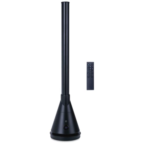 NEWTECK Ventilador de Torre Dual 365 Negro, con Función Calor, Temp. Ajustable 1 30ºC, Termostato, Temporizador 8h, Táctil, Mando a Distancia, Oscilante, 4 niveles Calor y 9 Frío, 1800W