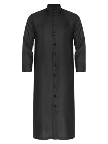Men Pastor Robe Cassock Gown Catholic Clergy Pulpit Cloak Christian Priest Long Liturgical Vestment Habit