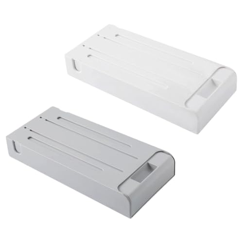 SEWOART Cajón de Almacenamiento de Escritorio 2 Piezas Blanco y Gris Organizador Multifuncional Apilable de Plástico para Oficina y Hogar Estuche para Papelería y Cosméticos Ahorro de