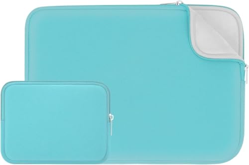 Image of Meyaar Laptop Sleeve Case 14 Inch, Compatible with 13-14 Inch Laptop, MacBook Pro M1 /M2 /M3 /M4, Notebook, Tablet, Chromebook - Soft Padded Zipper Bag (Light Blue, for 13 inch /13.3 inch MacBook)