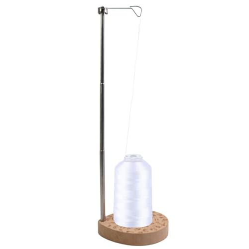 Samuliy Soporte de hilo para máquina de coser, soporte de hilo cónico ajustable de altura de 6.3 a 15.5 pulgadas, base de madera, soporte de carrete para acolchado y bordado