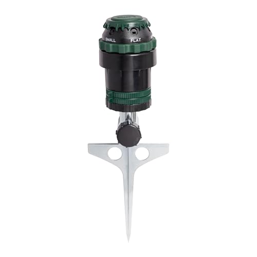 Orbit H2O-Six Gear-Drive Sprinkler on Metal T-Spike - Customizable Lawn Watering Coverage -...