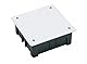 Einbaudose 100 x 100 mm mit Deckel und Schrauben, ideal für Elektro- und Telekommunikationsanlagen.