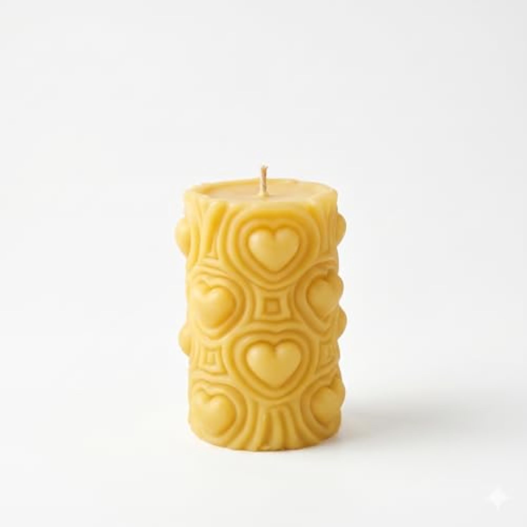 Handmade Heart Design Pillar Candle for Home Decor