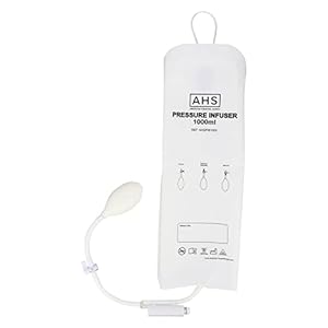 American Hospital Supply Medical Pressure Infusion Bag – 1000ml, IV Pole Infusion Sack with 3-Way Stopcock, Color-Coded Gauge | Medical Supplies & Equipment (1 Each)