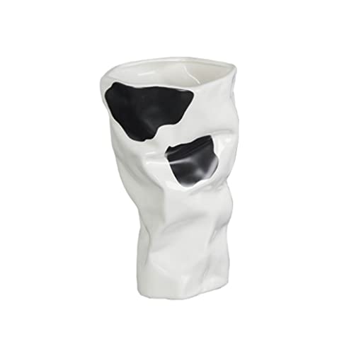 MEIZHITU Jarrones para Flores Pampa, Tulipanes Nordic Creative Cerámica Jarrón Geometría Blanco y Negro Floreros Abstractos Arreglo de Flores Desktop Home Craft Decoration Mesa de Cena(D)