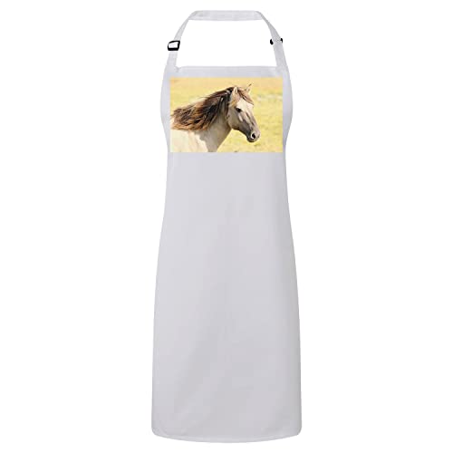 Tablier cuisine premium avec cheval beige imprimé pour passionnés nature
