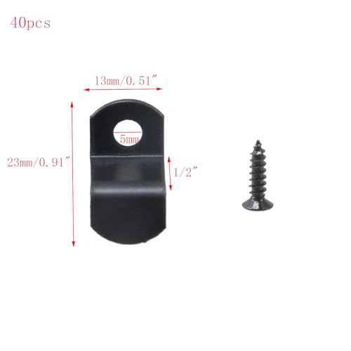 Image of 40pcs 1 /2 inch Depth Flat Offset Canvas Clips Black Metal Photo Frame Clips with Screws Z Shape Mirror Clamps Heavy Duty Offset Mirror Clips for Picture Framing