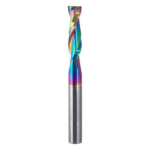 HEME 1/4 Shank Up Cut Spiral Router Bit 1/4 inch Cutting Diameter 1 inch Cutting Length CNC Router Bits for Woodworking with Extra Long Life Coating