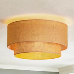 Image of AKWAY Jute Hanging Lamp | Boho Ceiling Lamp for Bedroom, Living Room | Natural Jute Pendant Light | Perfect for Living Room, Dining Room or Office Lighting - (12 inch D x 8 inch H) - Tamish