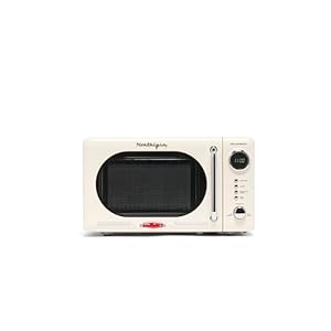 Nostalgia Retro Compact Countertop Microwave Oven – 0.7 Cu. Ft. – 700-Watts with LED Digital Display – Child Lock – Easy Clean Interior – Cream