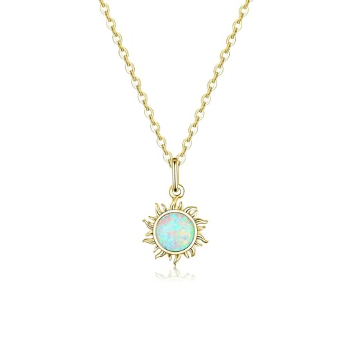 Pendentif soleil opale blanche en argent anti-ternissement pour en finir avec les peaux sensibles