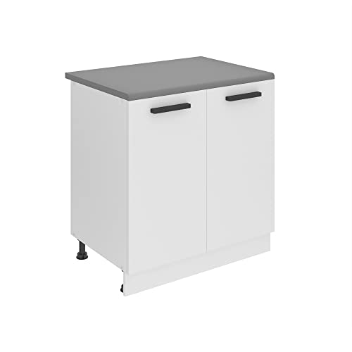 BELINI Meuble de Cuisine Bas avec Plan de Travail - Taille: 51,6 x 80 x 85 cm - 2 Portes - Blanc Mat