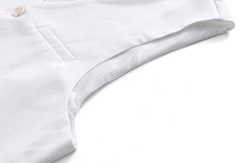 Uninukoo Mens Suit Vest Slim Fit Casual Waistcoat Four Buttons Tuxedo Suit Vest Us Size 44 (Label Size 6Xl) White #TOP5