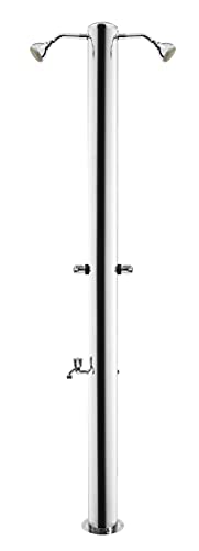 Sined Ducha Doble Para Exteriores En Acero Inoxidable 316L Con Grifería Made Italy, Inox