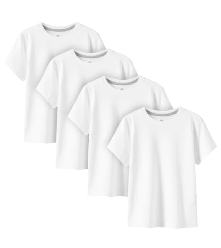 Image of LAPASA Boys & Girls Cotton T-Shirts 4 Pack Tagless Tees for 3T-13Y Kids K01