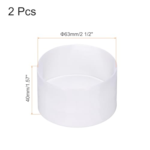 Image of uxcell 2pcs Rubber End Caps 63mm(2 1 /2 Inch) ID x 40mm(1 9 /16 Inch) H Vinyl Round Tube Bolt Cap Cover Screw Thread Protectors Clear