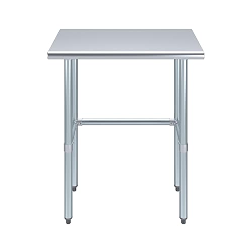 Image of AmGood Stainless Steel Work Table Open Base | Metal Work Bench (Stainless Steel Table Open Base, 30 inch Long x 18 inch Deep)
