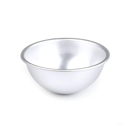 Juego de 6 moldes de aluminio para bombas de baño, moldes de media bola, moldes 3D para hornear chocolate, helado, postres, manualidades, 5,7 cm, color plateado (2)