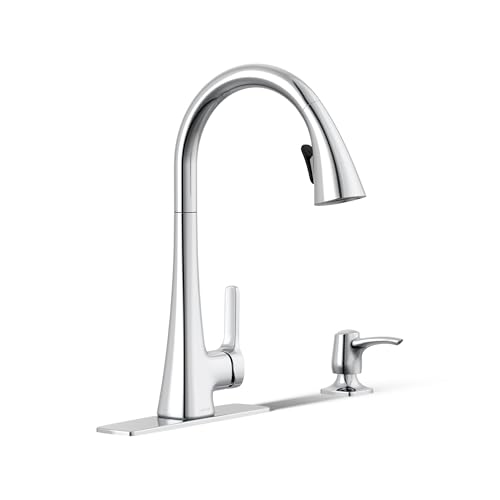 KOHLER R22867-SD-CP Maxton Pull-Down Kitchen Faucet with Soap Dispenser/Lotion Dispenser, Kitchen...
