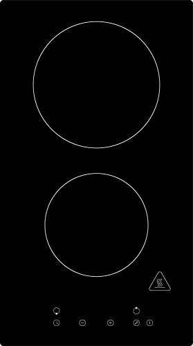 Respekta Plaque de cuisson vitrocéramique Domino autonome sans cadre / 2 plaques avec prise / 9 niveaux de puissance / Contrôle tactile / Sécurité enfants / Minuterie / 30 cm / Noir / KM9130T-28