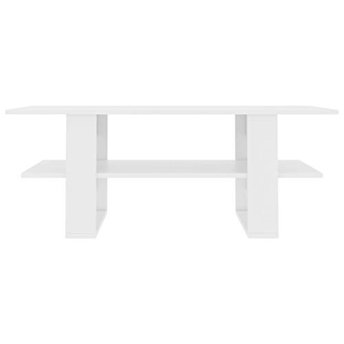 Mesa de centro de aglomerado blanco resistente de 110x55x42 cm moderna 6
