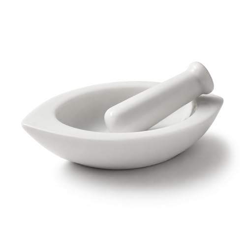 Image of White Boat Shape Marble Mortar and Pestle Set Stone 6 Inch, Khalbatta, Imamdasta, Kharal, Kundi, Okhli, Musal, Mixer, Silbatta Kitchen tool for Grinding Ingredients