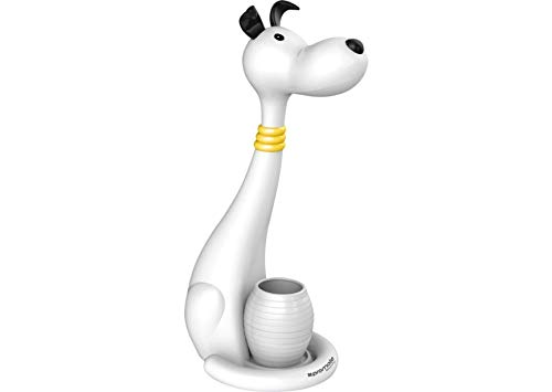 Promate LED-Schreibtischlampe im Hund Goofy Design, multifunktionale LED-Nachtlichtlampe mit Augenschutz, 3 Helligkeitsstufen und Stifthalter für Kinder, weiß