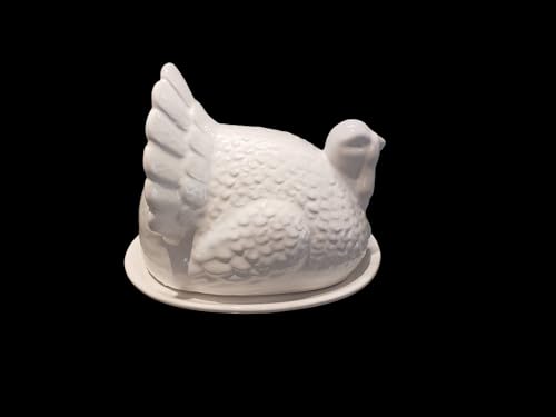 Ceramic Harvest Thanksgiving Turkey Butter Dish 7 x 6 x 4 White