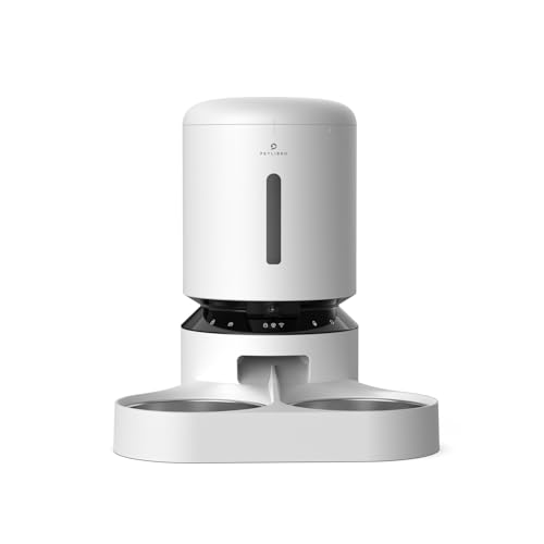 PETLIBRO 5L Futterautomat Katze 2 Näpfe mit 1080P Kamera, 5G WiFi Katzenfutter Automat mit APP & Nachtsicht (Weiß)