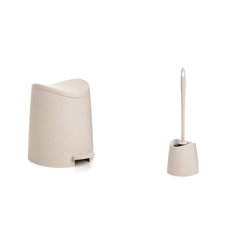 Tatay Papelera Baño con Pedal Estándar ECOHOME, 3L de Capacidad, de Polipropileno + Escobilla de Baño WC Estandar ECOHOME, de Polipropileno, Cepillo Negro