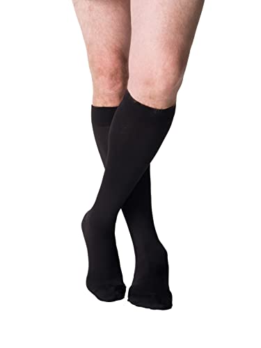 Image of Sigvaris Men's Style Microfiber 820 Closed Toe Calf-High Socks 20-30mmHg - Black - Large Short