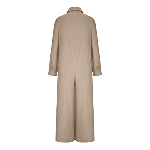 Pants for Women Fall Summer Linen Loose Fit Thin Flare Wide Leg Overalls Pants One Piece Women 20254