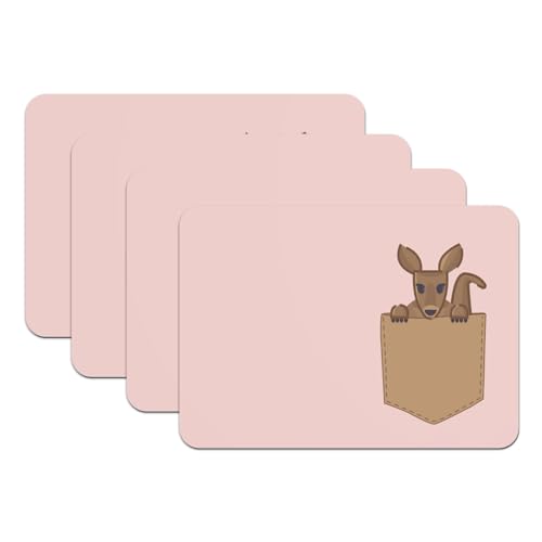 Sets de table rose en caoutchouc grand format lavable à dessin kangourou d'Australie