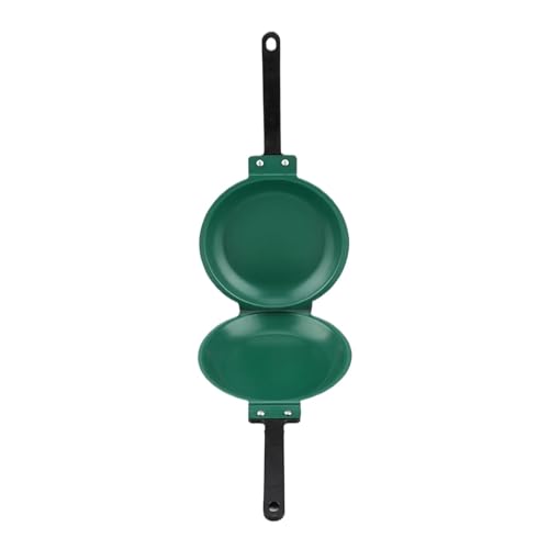 Sartén recubierta de acero inoxidable de doble cara, fabricante de panqueques, utensilios de cocina para el hogar (verde)