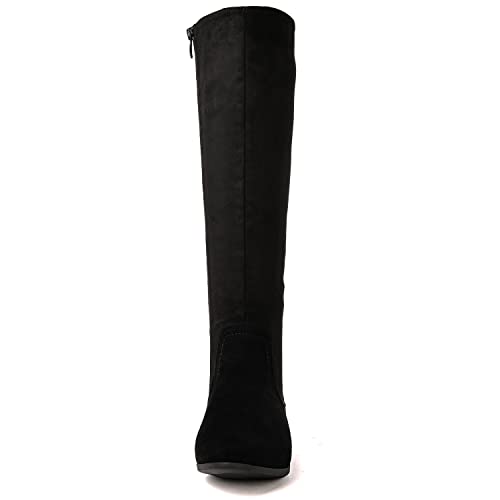 GLOBALWIN Women's Black Boots Wide Calf Flat Fashion Knee High Boots For Women With Zipper 10M - image 5