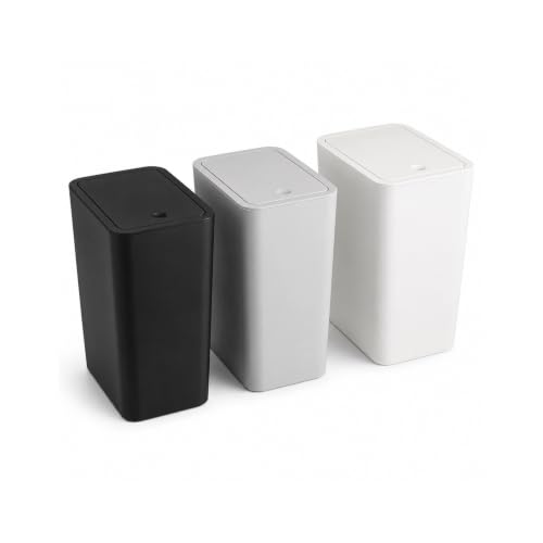 Image of GREENSAPPIRE 3 Pack Slim Bathroom Bin with Lid, 10L Small Trash Cans for Bathroom, Kitchen, Bedroom & Office, Space-Saving Toilet Bin, Narrow Waste Basket Fits Under Sink