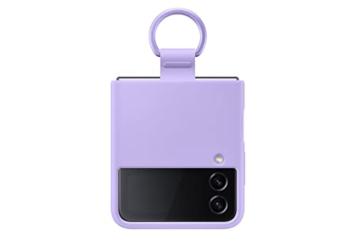 Image of Samsung Galaxy Z Flip 4 Silicone Cover with Ring, Protective Phone Case with Finger Loop, Matte Finish, Bold Style, Handheld Design, US Version, Bora Purple