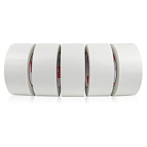 JIALAI HOME 5-Pack White Duct Tape, 2 inches x 30 Yards, 8.27 mil Thickness, Heavy Duty, Strong, Flexible, No Residue, All-Weather and Tear by Hand - for Patch, Protect and Temporary Repairs Cover